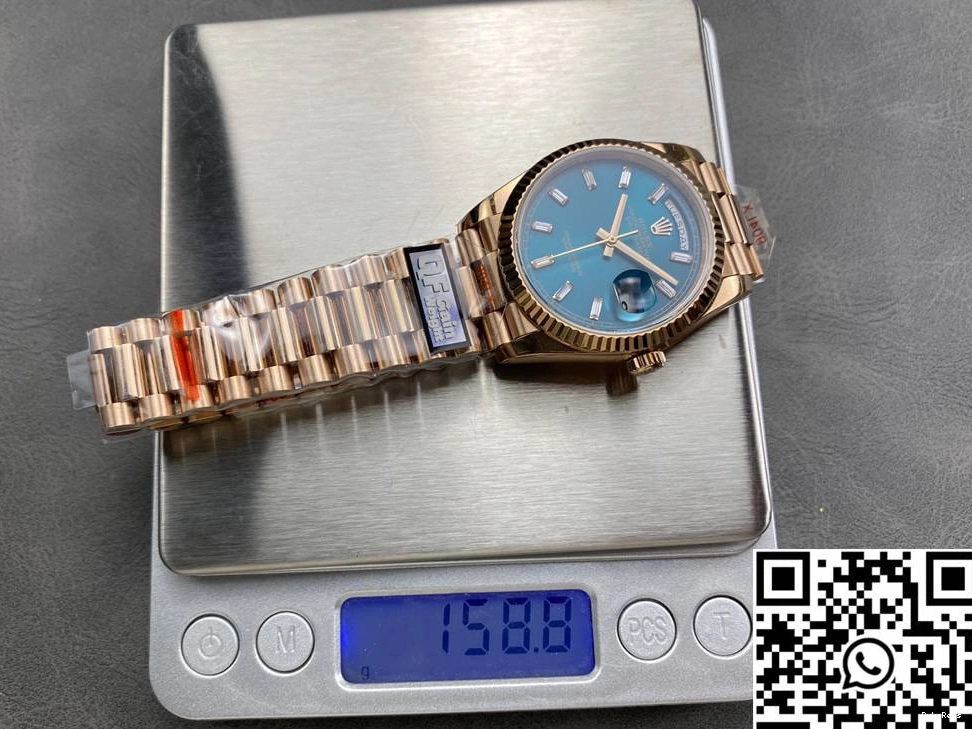 Rolex Date QF Blue Dial Rose Day v5 Factory Gold Tungsten Steel M128235-0085 36mm 0219